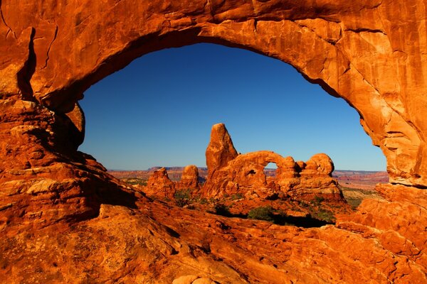 View from the arch in the mountains