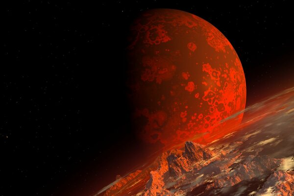 Paesaggio del pianeta rosso nello spazio