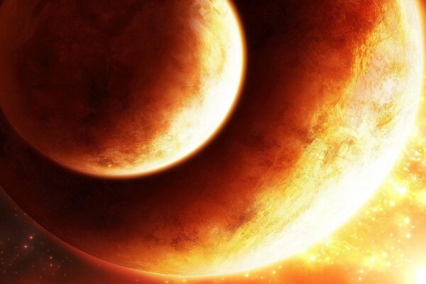 Feuerplaneten in der Nähe von Sonnenemissionen