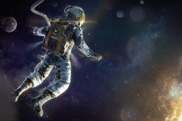 Photo an astronaut in a spacesuit in space