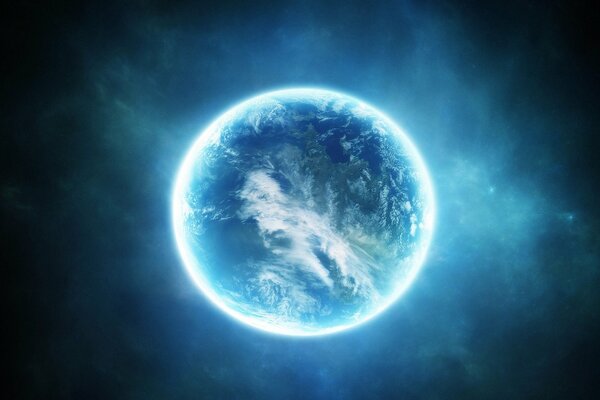 Planète terre dans la lumière bleue. beauté fantastique