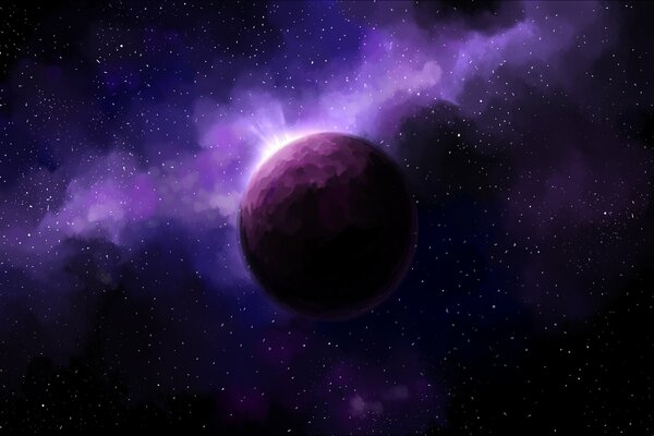 Ein strahlender Nebel erhellte den violetten Planeten