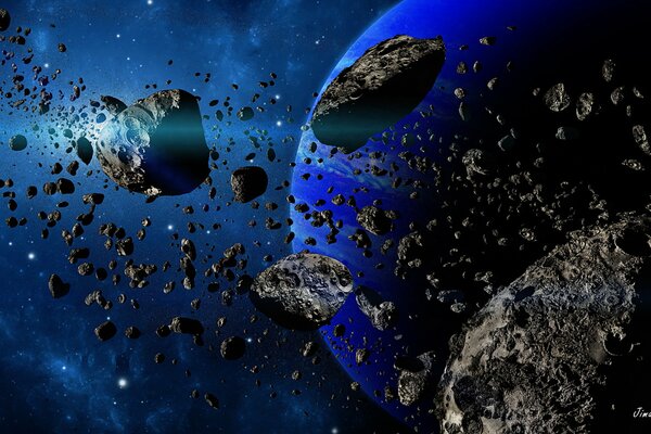 Destruction de la planète et les astéroïdes formés