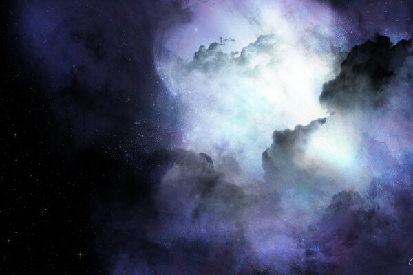 Art sur le thème de l espace avec la nébuleuse et la lueur des étoiles