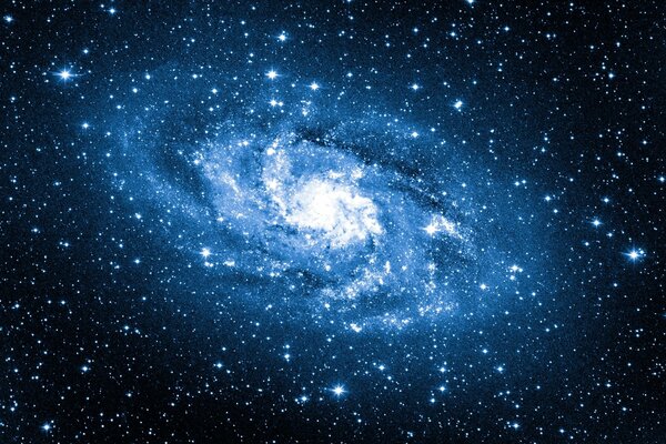 The starry galaxy is flickering blue