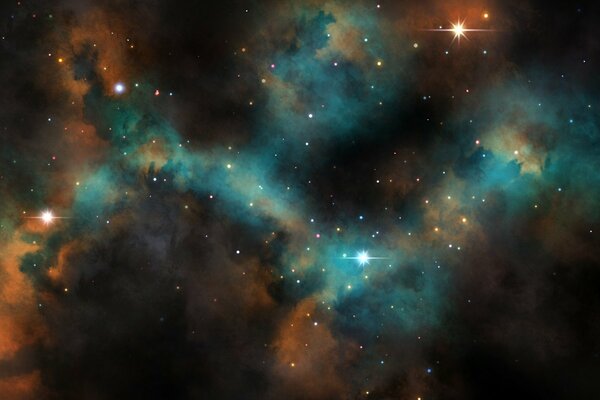 Stars in the nebula of outer space