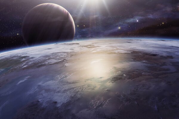 Image of outer space and the planet