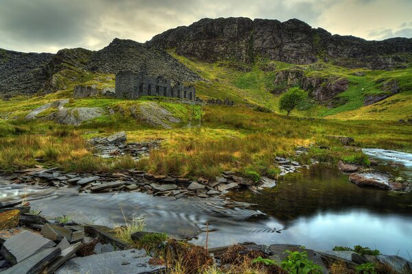 Ruins in the mountains by the river