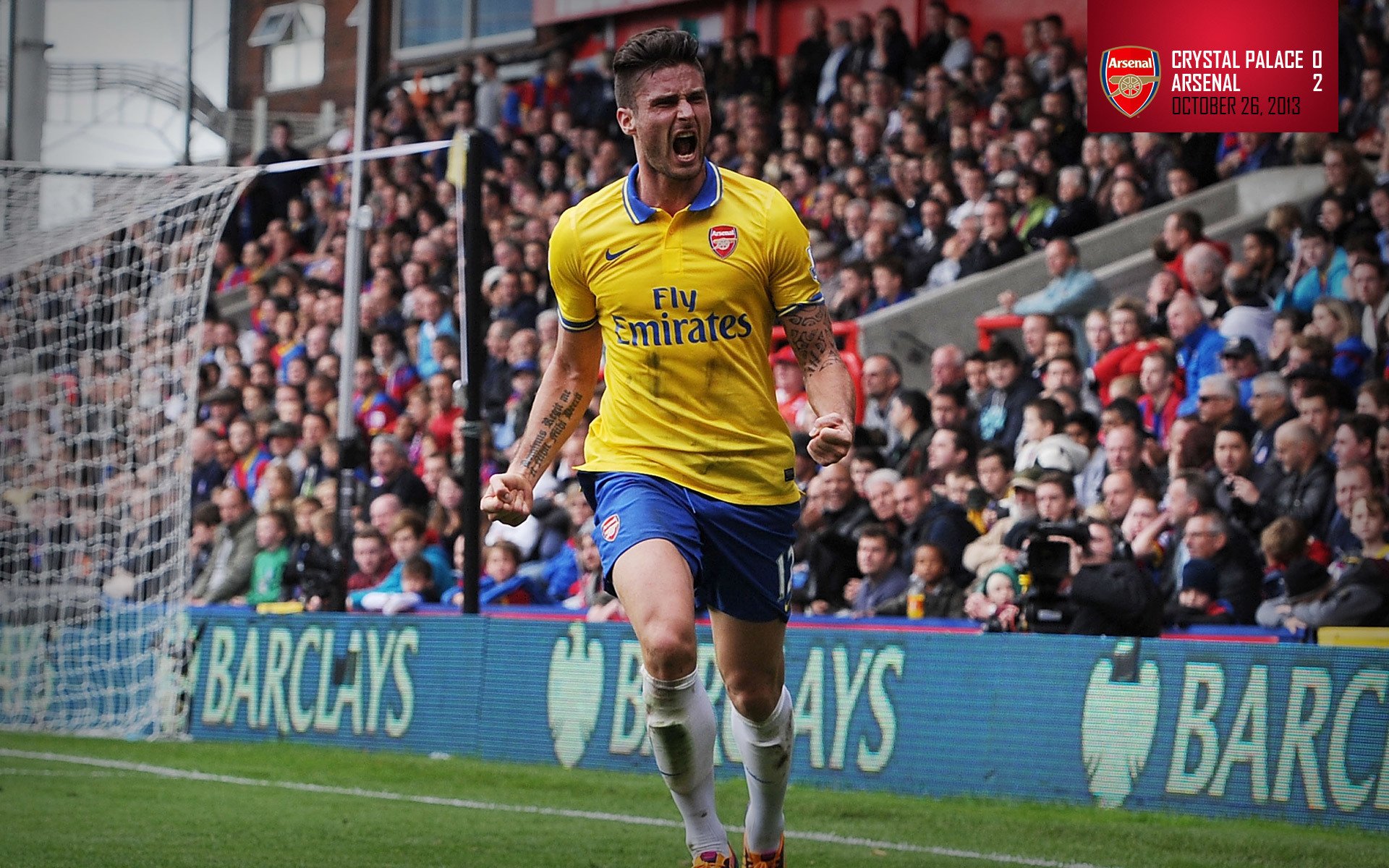 arsenal club de fútbol gunners olivier giroud giroud jugador tribuna fondo