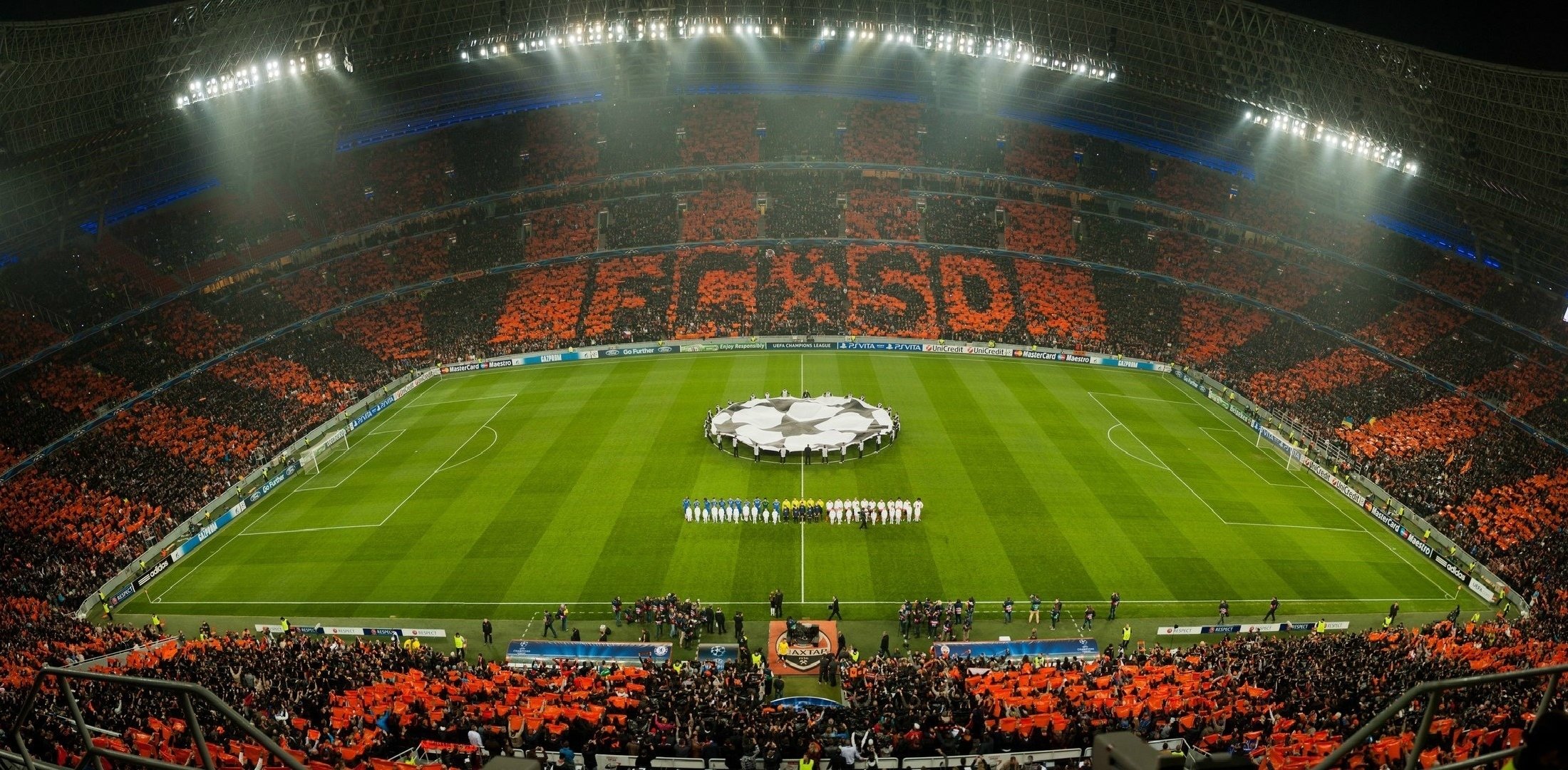 miner chelsea donbass arena match the field football lp champions league fans orange