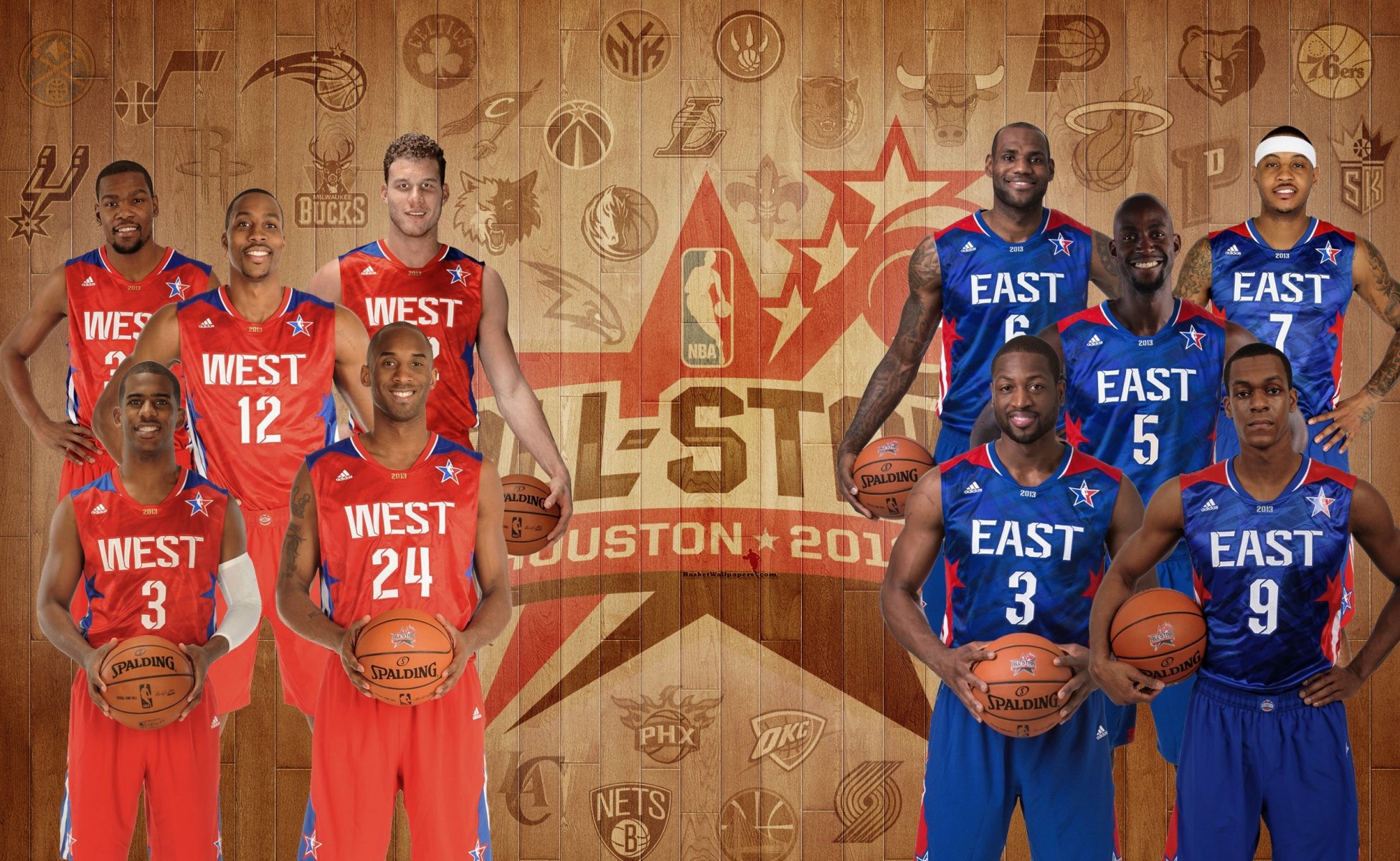 nba all stars basket-ball à l ouest à l est chris paul kobe bryant durant blake griffin dwight howard ronald reagan dwayne wade lebron james carmelo anthony kevin garnett joueurs