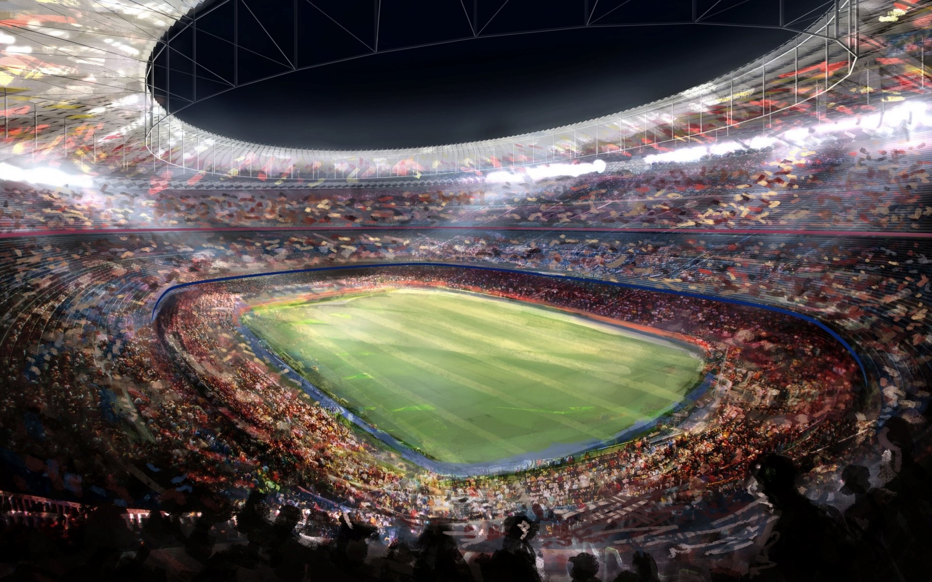 camp nou stade barcelone dessin football