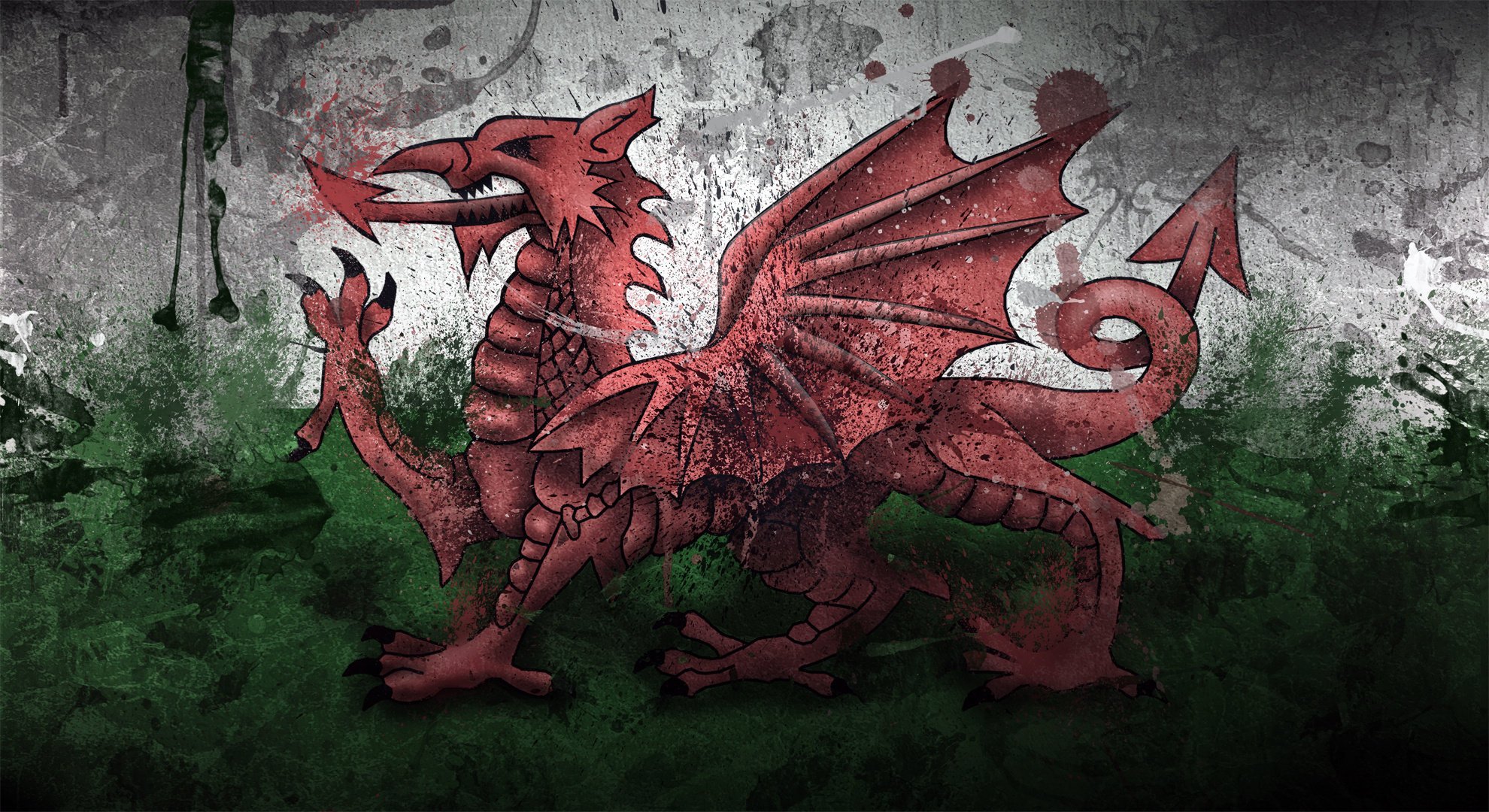 wales pays de galles cymru dragon peinture drapeau