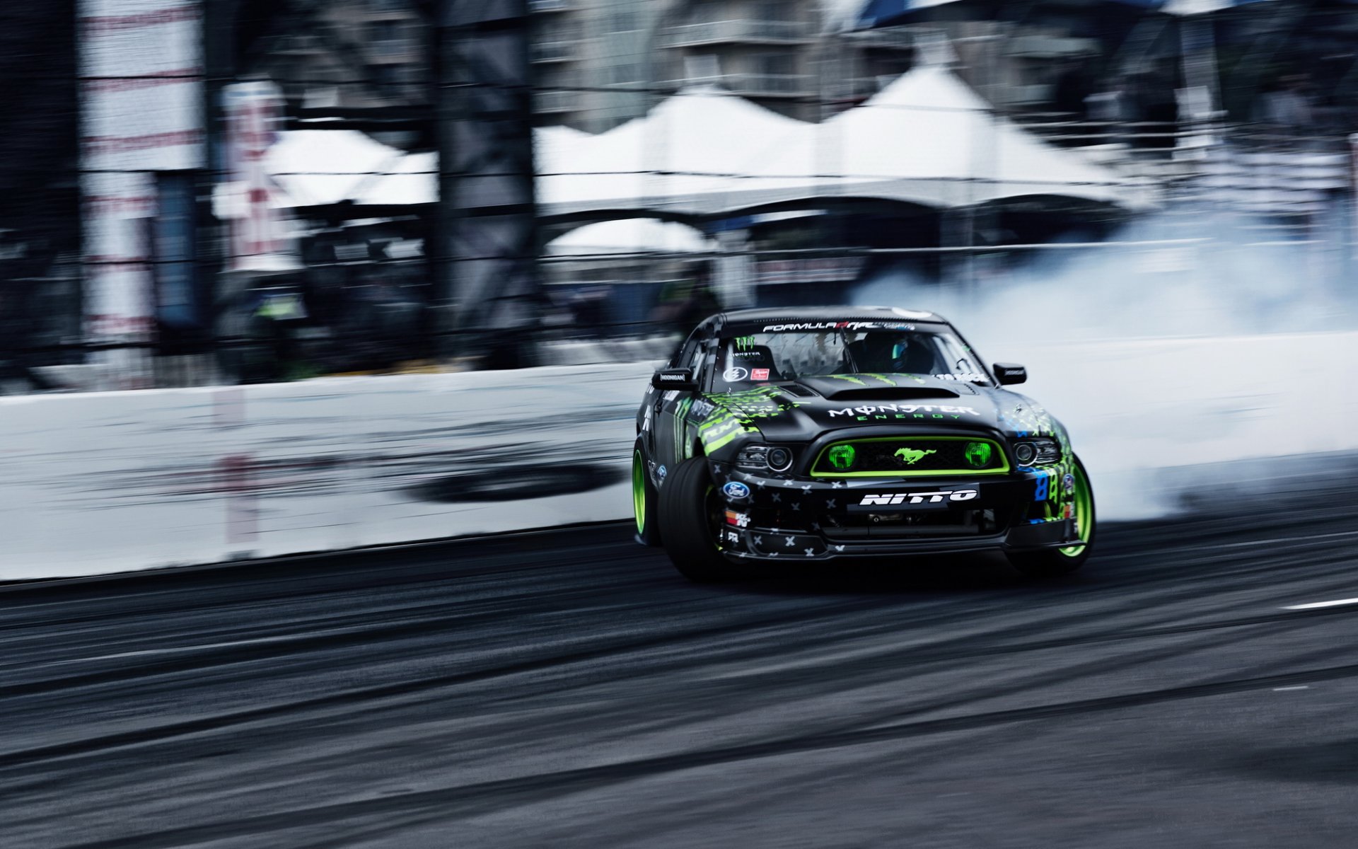 formula drift long beach ford mustang drift skidding