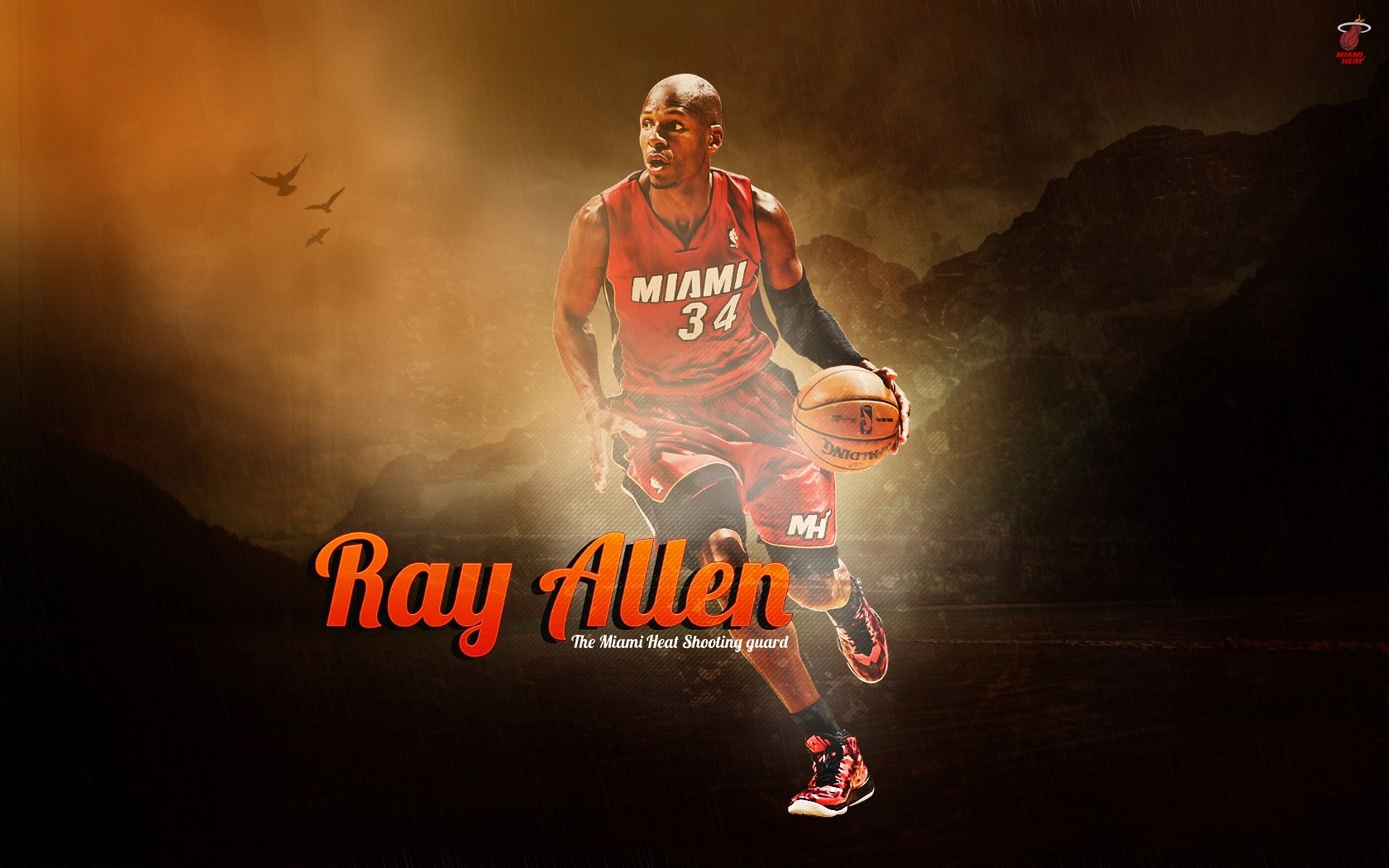 ray allen nba basket-ball joueur fond sport balle miami