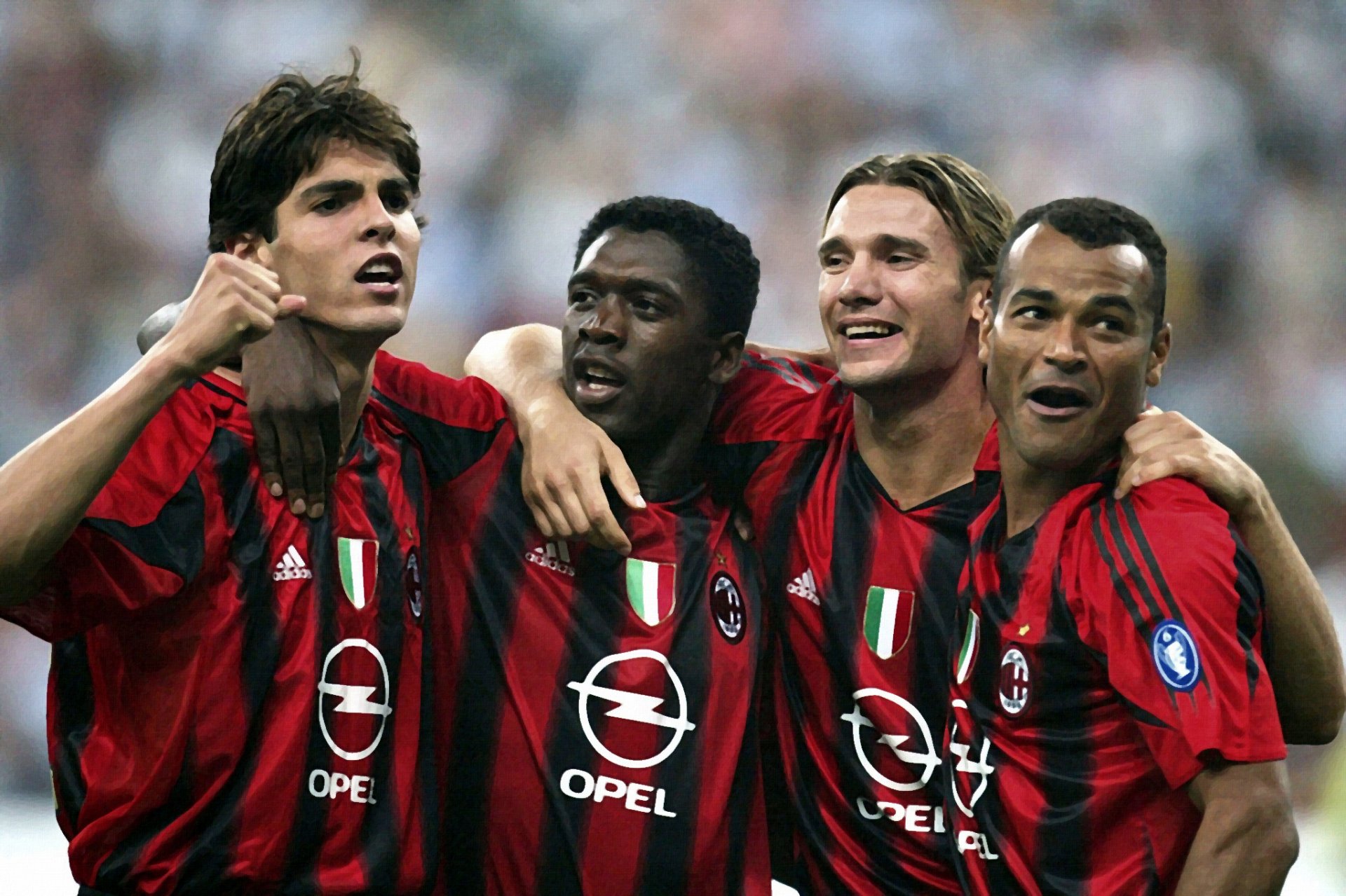 ricardo kaka andrei shevchenko clarence seedorf cafou milan football joueurs sport photoshop