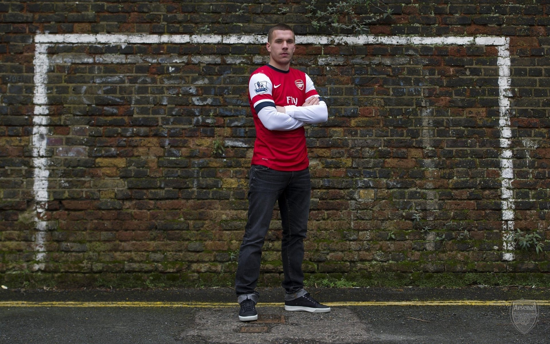 lukas podolski calciatore arsenal squadra di calcio gunners cancello sfondo