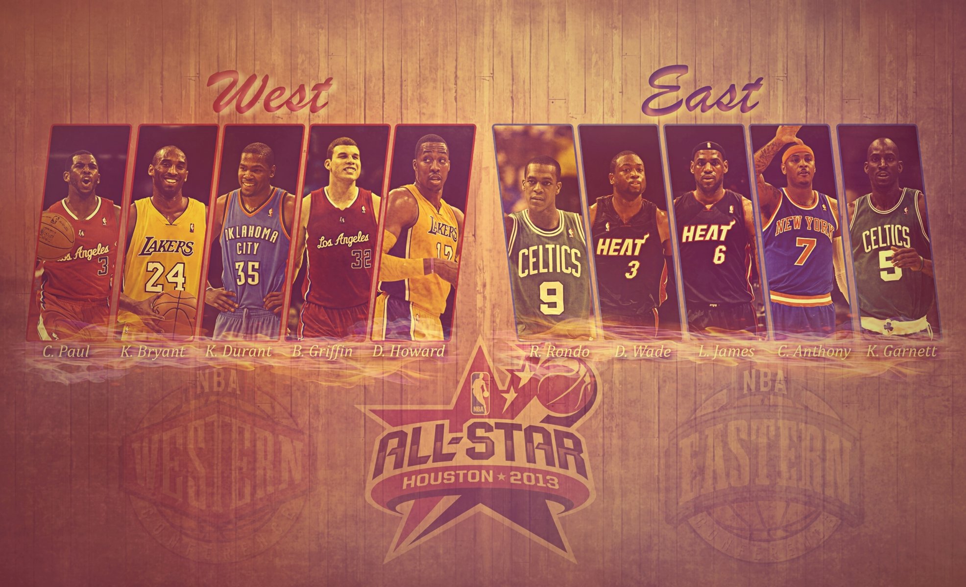 nba all-star basket-ball à l ouest à l est chris paul kobe bryant durant blake griffin dwight howard ronald reagan dwayne wade lebron james carmelo anthony kevin garnett