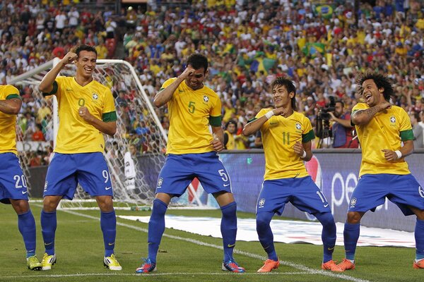 Soccer, Brazil team on the field