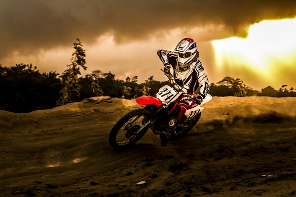 Evening sports motorcycle racing