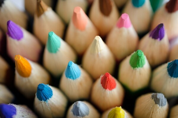 Colored pencils paints of different colors