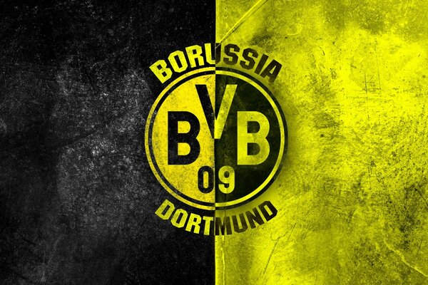 Borussia Dortmund Logo auf schwarzgelbem Hintergrund