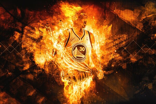 Stephen Curry basketball Player on Fire