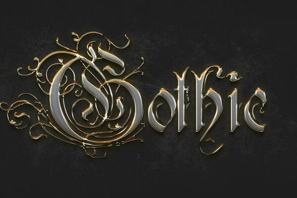 Letters made of gold and silver on a black background