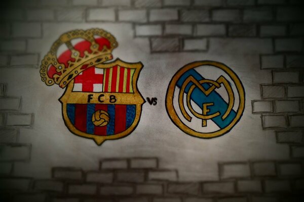 Emblèmes des clubs de football de Barcelone et de Madrid