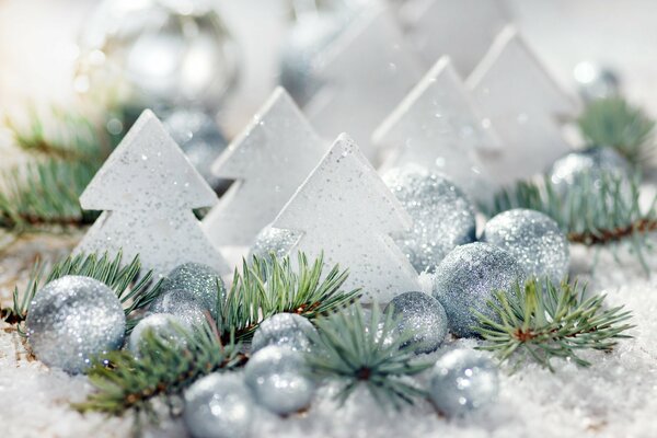 Beautiful silver Christmas tree decorations