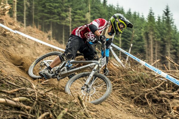 Bike racing across the fields