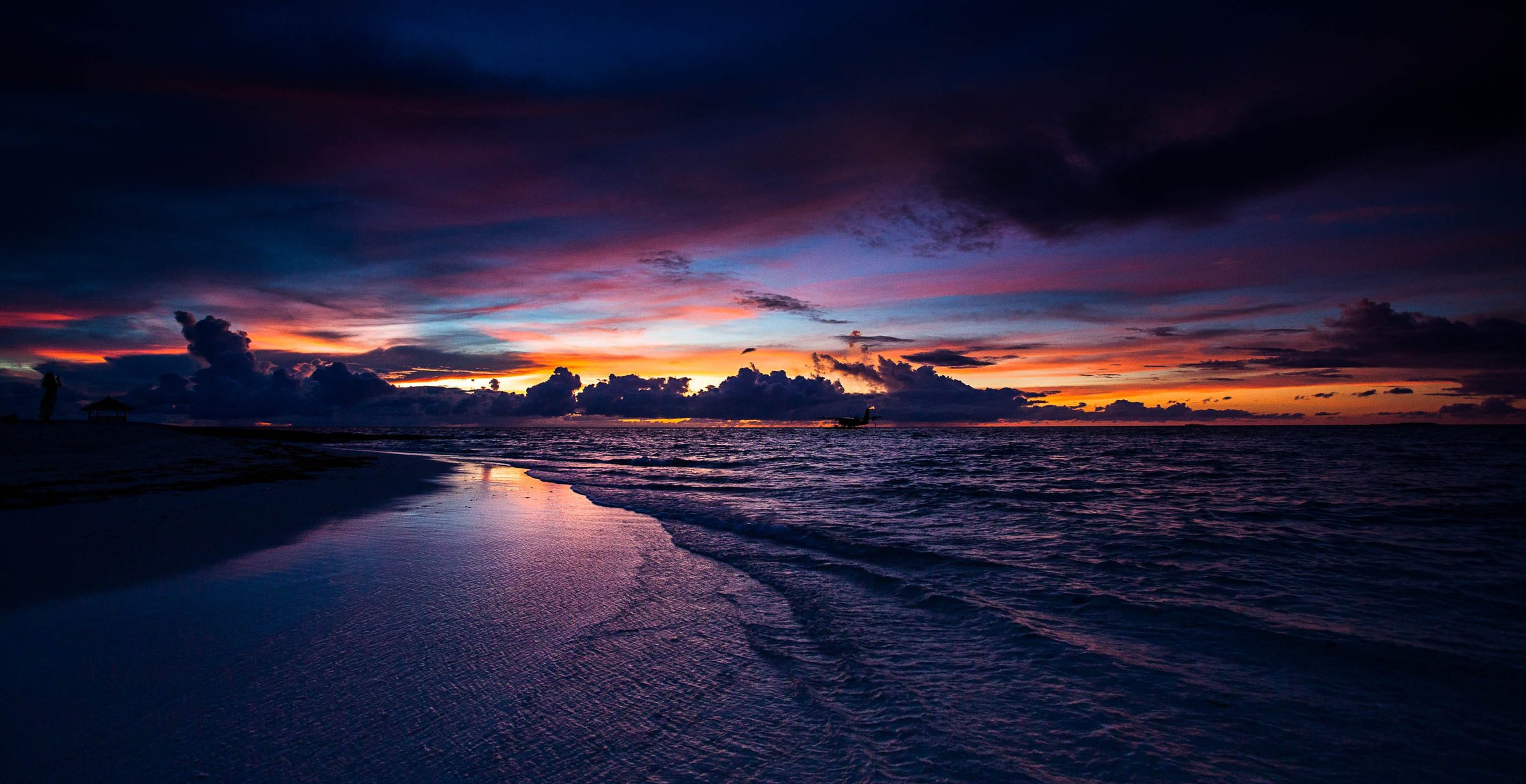 puesta de sol playa maldivas naturaleza mar