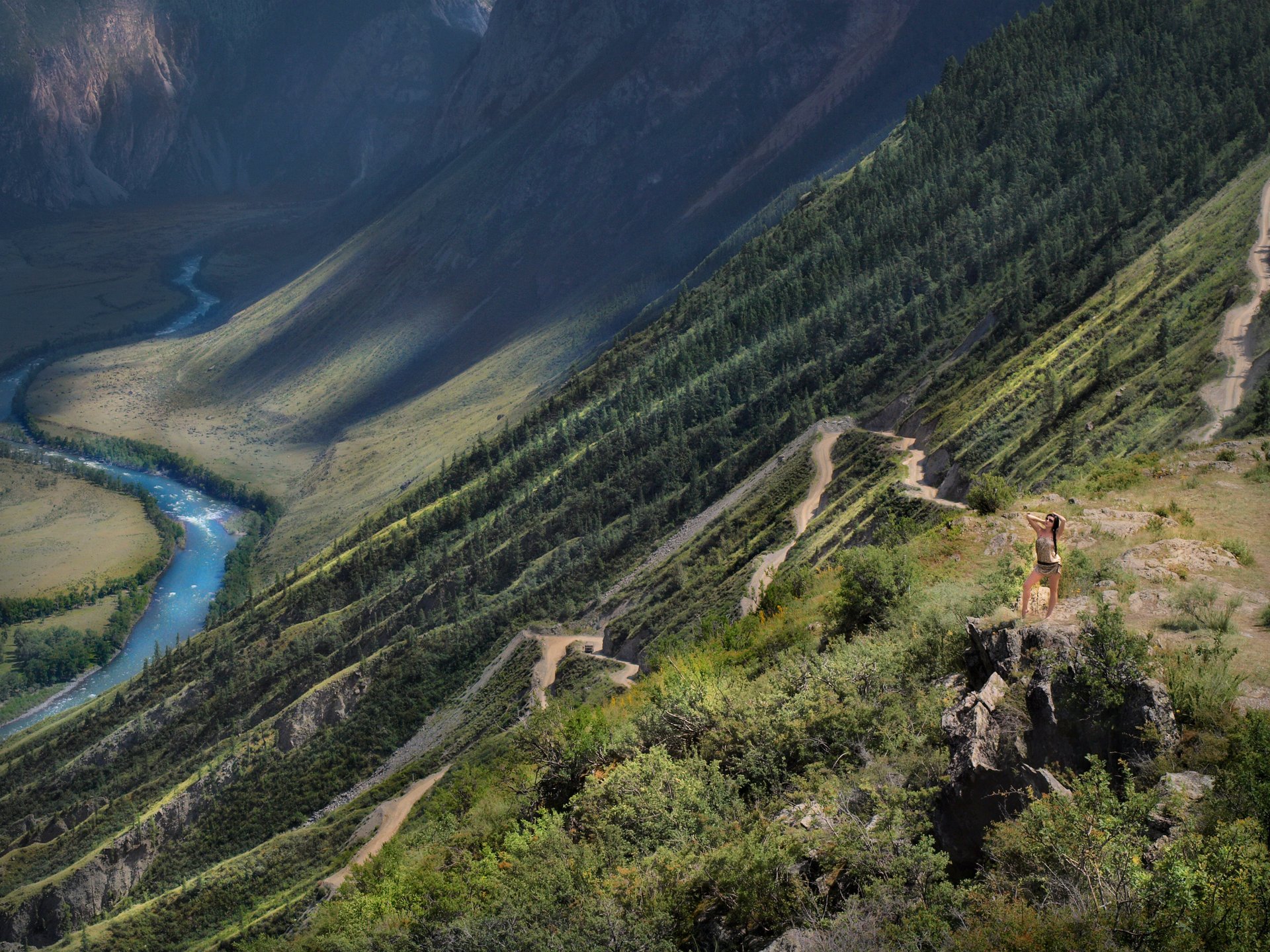 mountain pass katu-yaryk the altai mountains serpentine