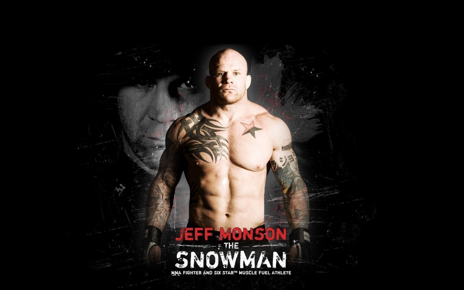 jeff monson czarne tło wojownik bałwan tatuaż monson żołnierz mięśnie nagi tułów tatuaże ufc strikeforce