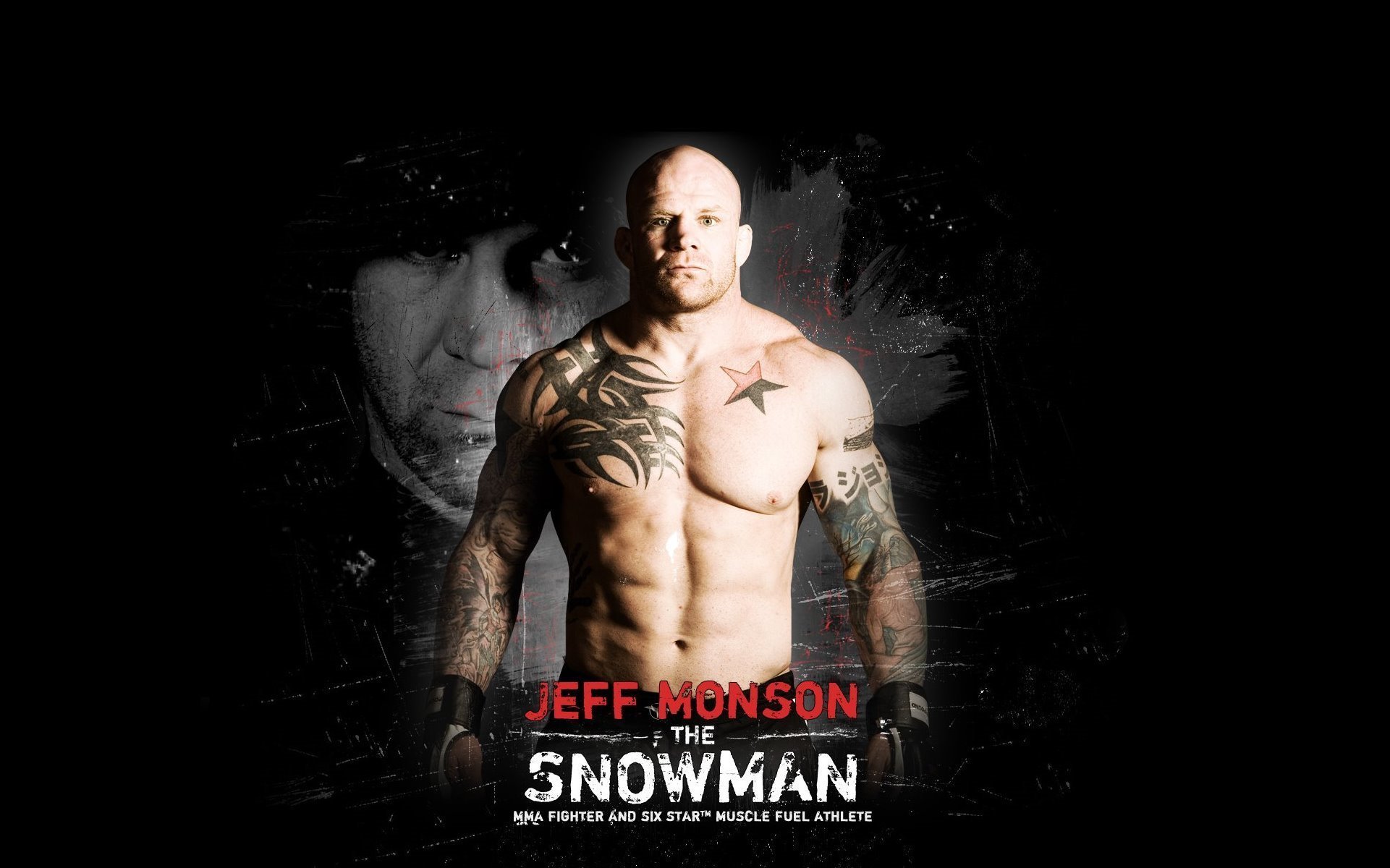 ufc monson combattant bonhomme de neige jeff monson tatouages tatouage muscles strikeforce torse nu fond noir