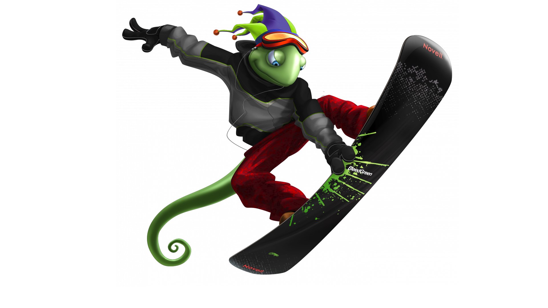 snowboarder novell eidechse suse linux geeko