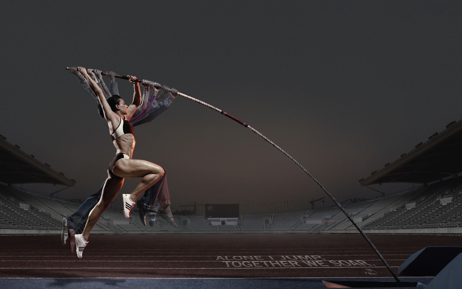 athlete pole vault advertising girl post