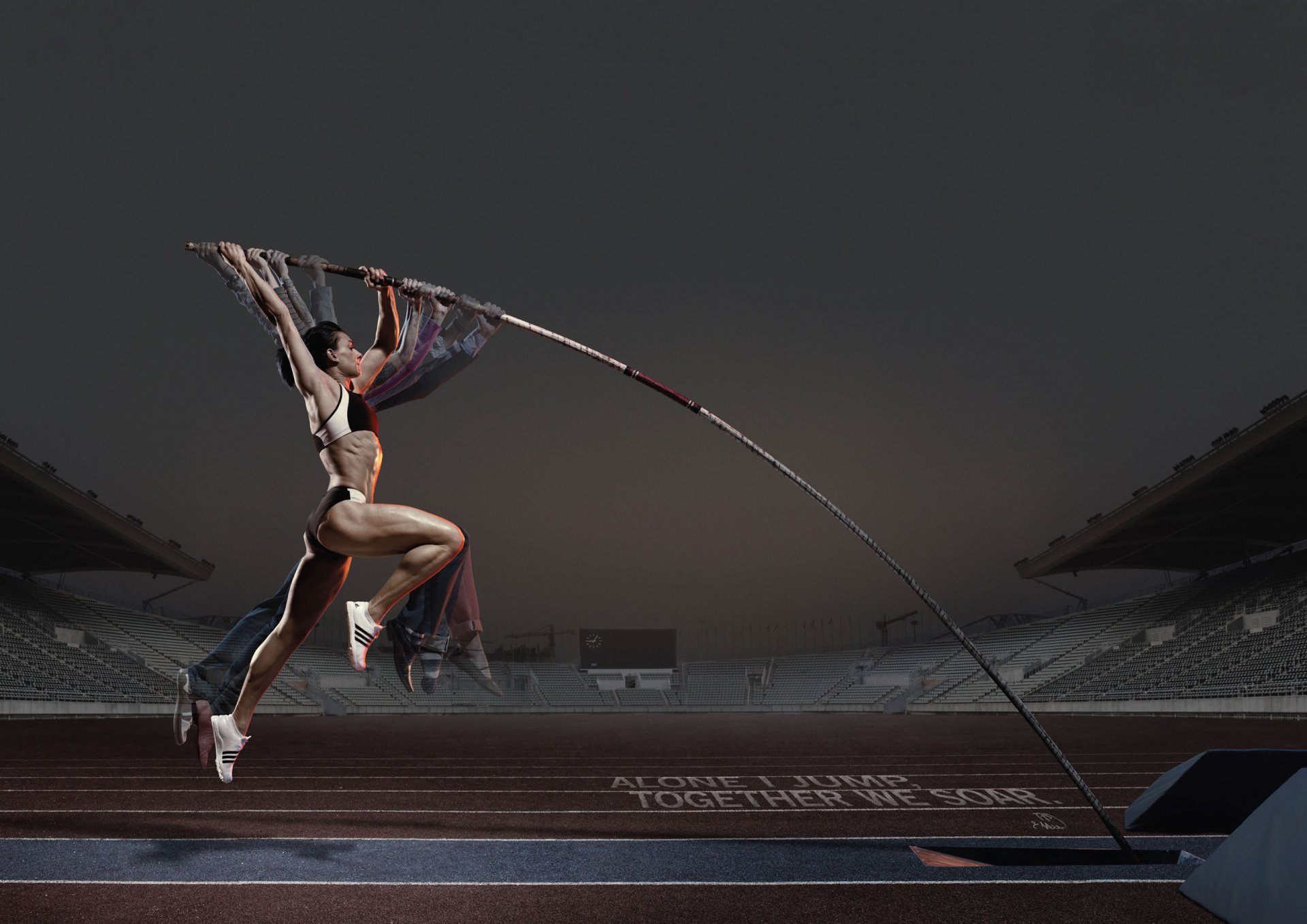 pole vault pole girl athlete advertising adidas jump