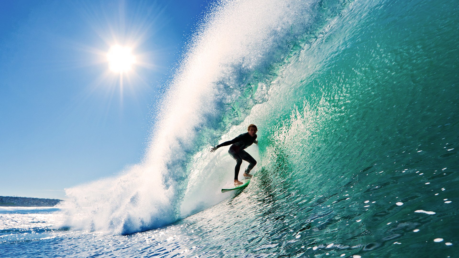 surfing fala słońce niebo