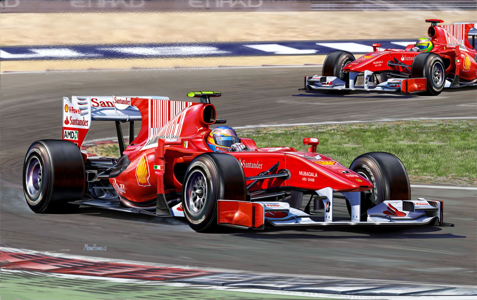 abbildung michal reinis rennwagen rennwagen ferrari f10 rennen f1 formel 1 formel-eins-team pilot fernando alonso felipe massa team ferrari scuderia ferrari scuderia