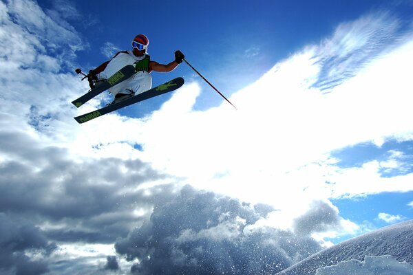 Soleil neige ski saut