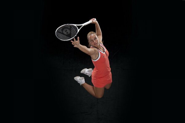 Tennis player Cibulkova on a black background