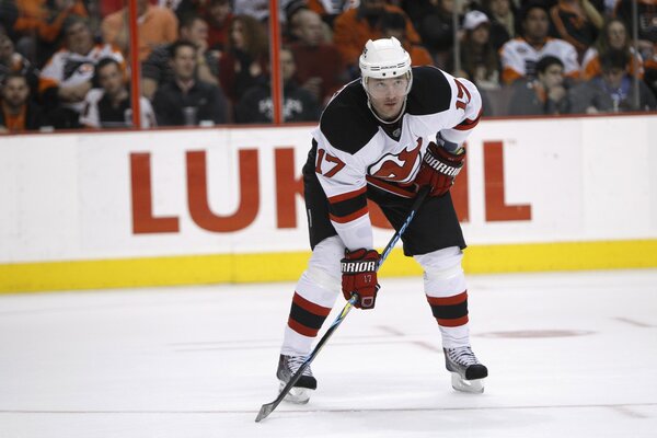Ilya Kovalchuk in the form of the devil on ice in New Jersey