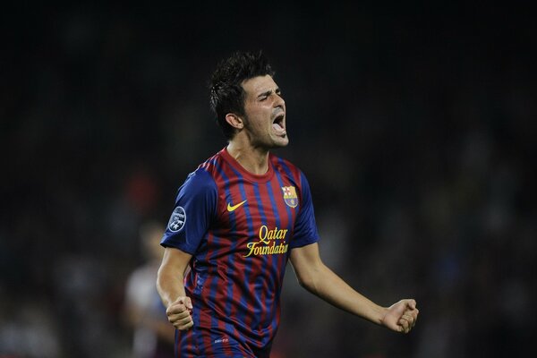 Footballer David Villa Barcelona match