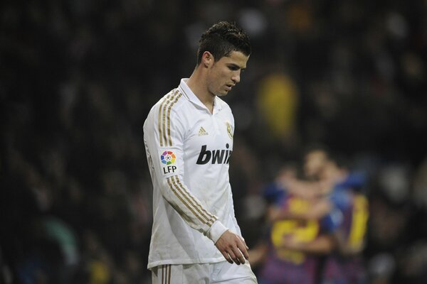 Portuguese footballer Cristiano Ronaldo on the football field