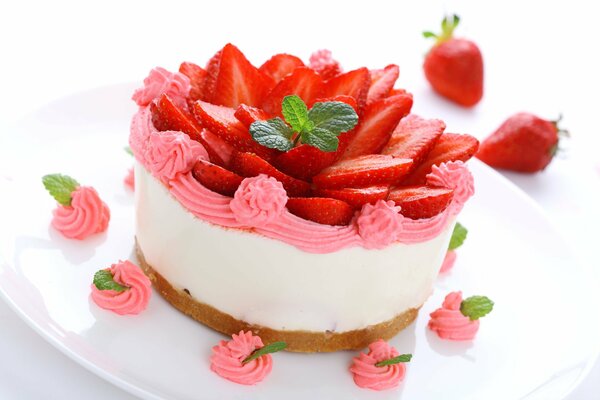 Strawberry delight. An exquisite dessert with strawberries and mint. Good morning