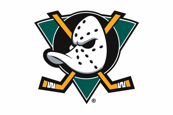 Das Logo des Eishockeyteams, auf dem Maske und Schläger abgebildet sind