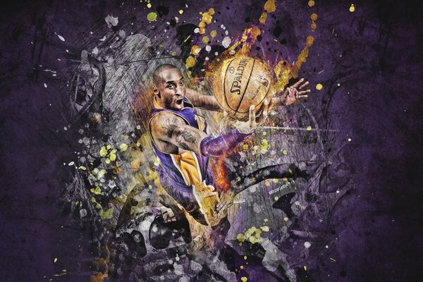 Kobe Bright Basketball-Spieler auf lila Hintergrund