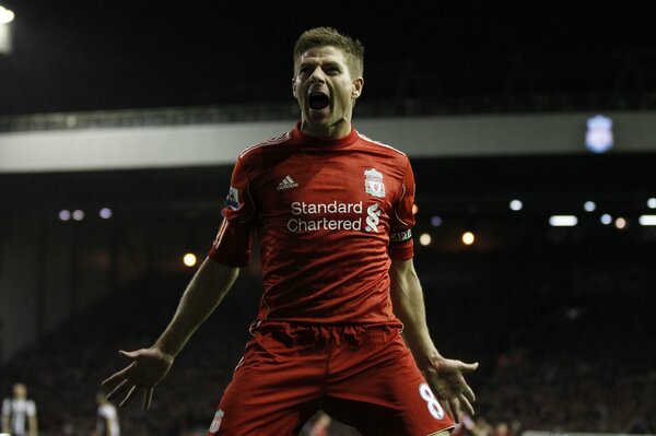 Steven Gerrard expressing his emotions