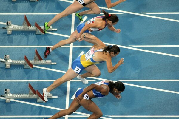 Der Start der Athleten. Leichtathletik